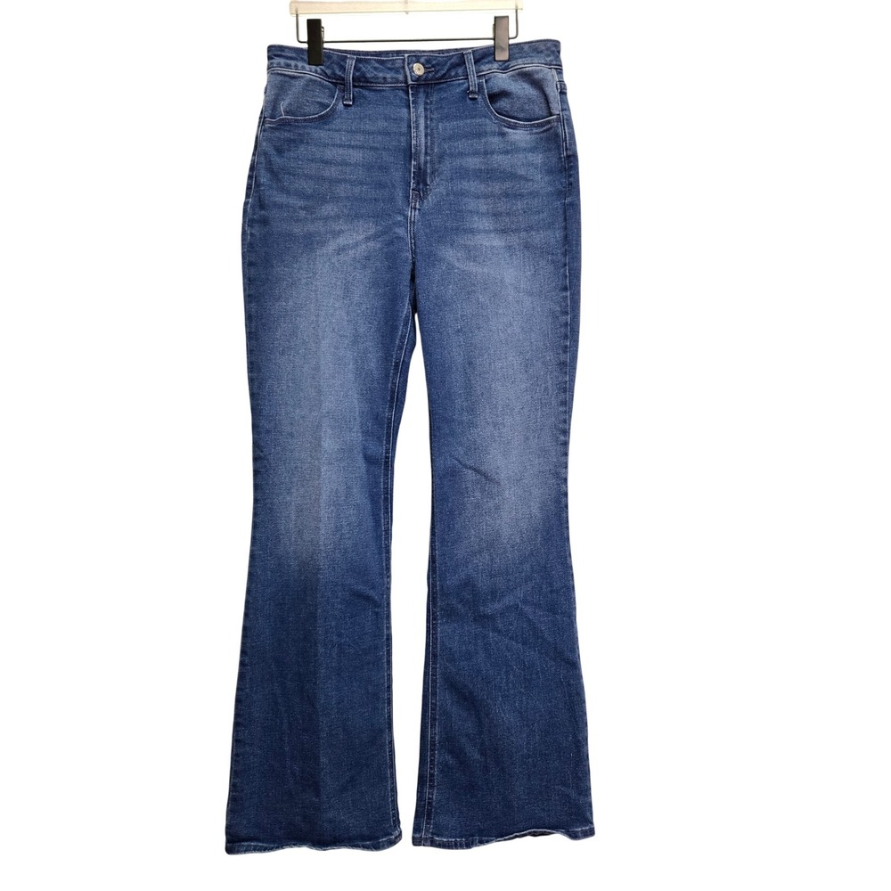 Old Navy High-Waisted Wow Flare Jeans Women 12 Tall  Blue Medium Wash Boho Retro